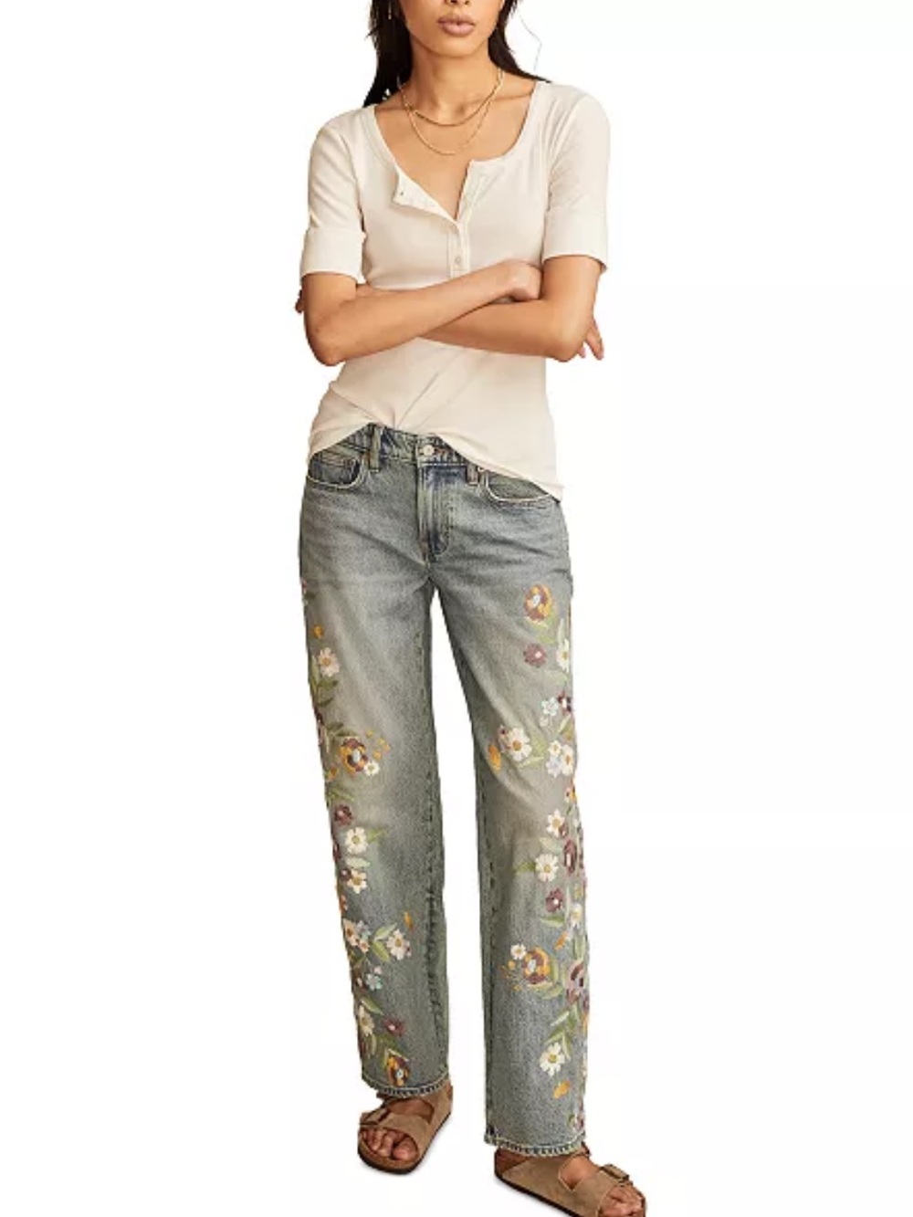 NWT Lucky Legend Jeans Limited Edition Fully Embroidered Baggy - Vintage Wash